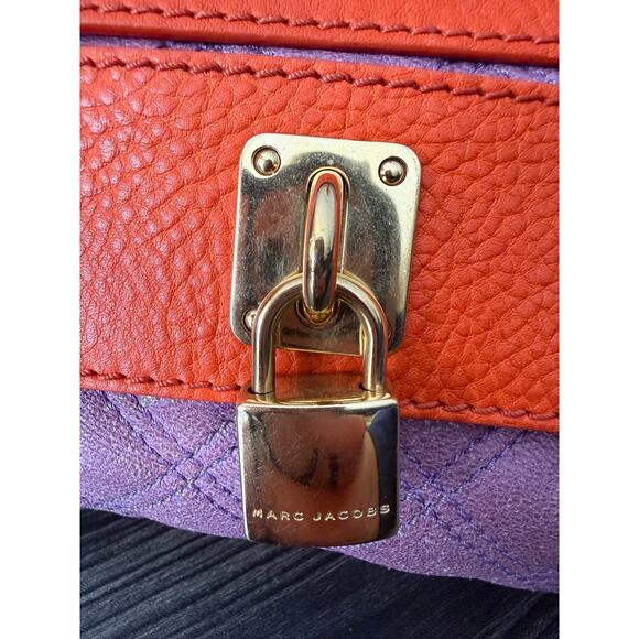 Marc Jacobs Quilted Purple & Orange Double Flap Foldover Clutch MSRP $1275+ - Picture 11 of 12